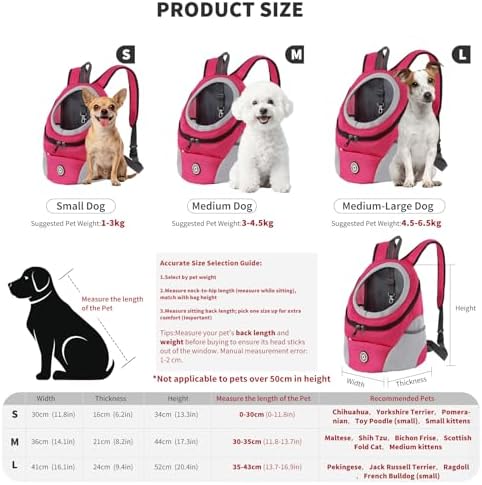 PETCUTE Pet Carrier Backpack,Breathable Dog Backpack Carrier with Adjustable Straps,Side Storage Pockets,Dog Head-Out Backpacks with Safety Belt,Puppy Front and Back Carriers for Small Dogs Cats
