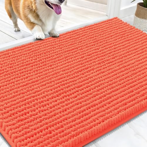 OLANLY Dog Door Mat for Muddy Paws 30x20, Extra Absorbent Chenille Mud Mat