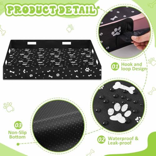 Marsui Dog Playpen Bottom Pad, Black, Dog Paw Bone Print