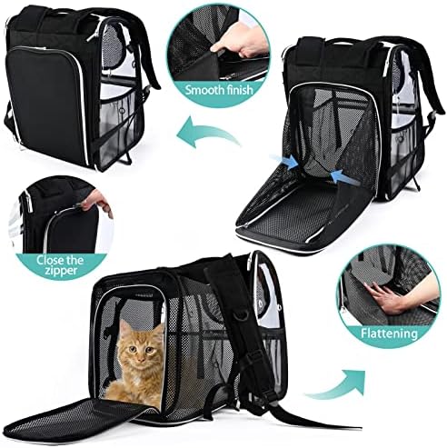 BAGLHER Expandable Pet Carrier Backpack，Pet Bubble Backpack for Small Cats Puppies Dogs Bunny, Airline-Approved Ventilate Transparent Capsule Backpack for Travel, Hiking and Outdoor Use. Black