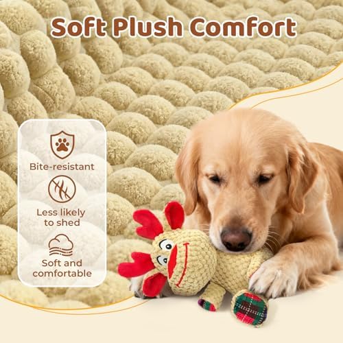Reindeer Squeaky Dog Toy – Soft Crinkle Stuffed Chew Toy for Small & Medium Dogs, Cute Plush Puppy Toy
