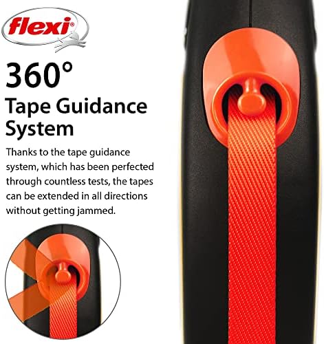 Flexi New Neon Tape Orange Medium 5m Retractable Dog Leash/Lead for Dogs up to 25kgs/55lbs