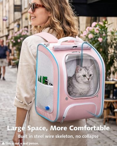 Pecute Cat Backpack Carrier,Large Space Cat Bubble Backpack,Ergonomic,Pink