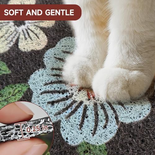 Cat Litter Mat,24"x16" Small Cute Litter Box Mat,Traps 100% Litter