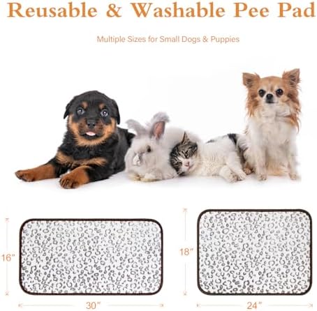 Qeils Reusable Puppy Pads, Washable Pee Pads, Leakproof 16"x 30" 2 Pack