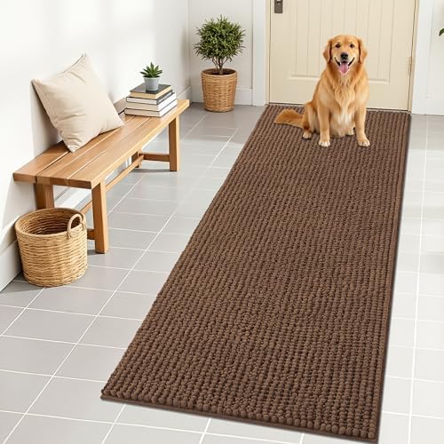 OLANLY Dog Door Mat for Muddy Paws 70x24, Extra Absorbent Chenille Mud Mat
