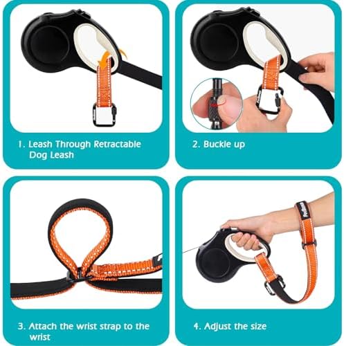 PetBonus Dog Leash Wrist Strap with Lockable Clip for Dog Retractable Leash