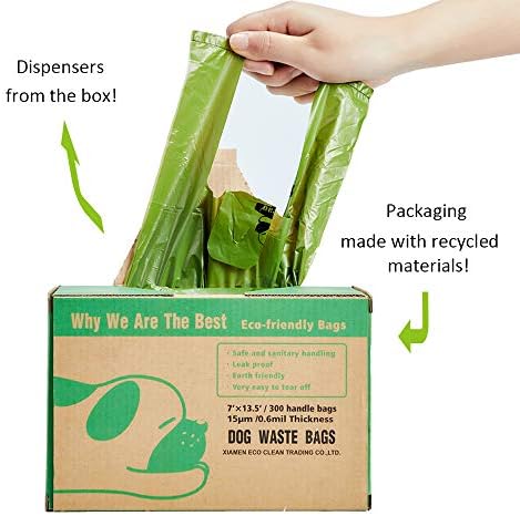 ECO-CLEAN Dog Poop Bags, 300-Count Dog Waste Bags with Easy-Tie Handles