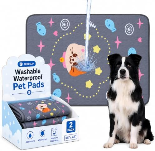 Washable Dog Pee Pads Reusable Puppy Training Pads 2 Pack 36"x48"