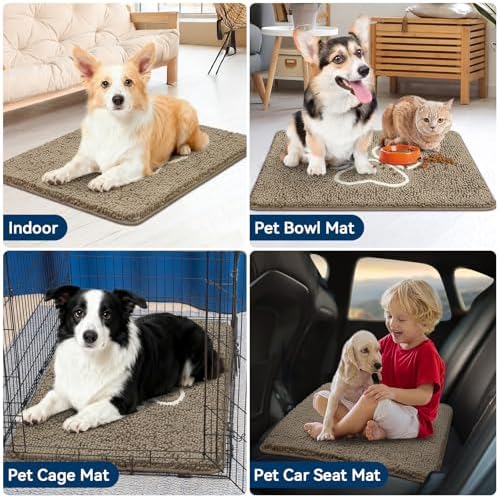 Bcoimo Super Absorbent Dog Door Mat, 36"*24" Anti Slip Mat for Muddy Paws