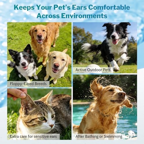 Dog Ear Cleaner with 50 Ear Finger Wipes for Dogs & Cats – Gentle Herbal Ear Drops for Wax & Odor, Chamomile & Witch Hazel for Sensitive Ears, Daily Ear Care Kit, 2oz