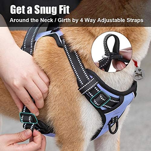 PoyPet No Pull Dog Harness Medium, Reflective Vest with Front Clip & Handle