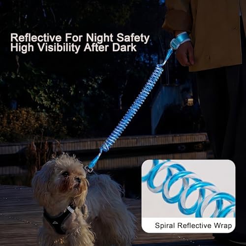 Retractable Dog Leash Hands Free No Tangle Reflective 22lbs Blue
