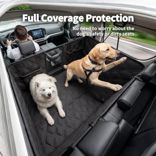 Upgraded Dog Car Seat Cover for Back Seat, Hard Bottom Seat Extender