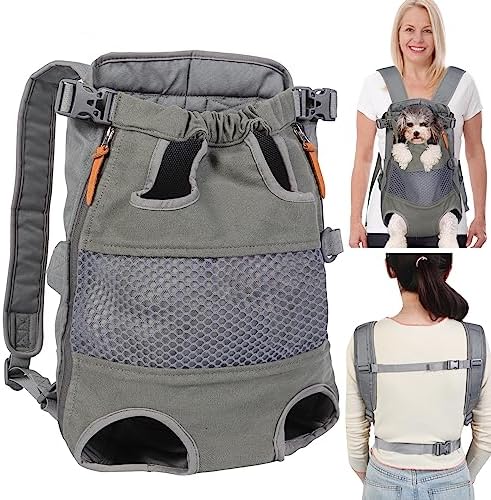 Dog Carrier Backpack - Legs Out Front - Facing Pet Carrier Backpack for Small Medium Large Dogs, Airline Approved Handsa - Canvas Mesh Free Cat Travel Bag