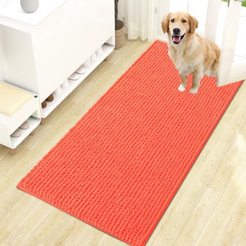 OLANLY Dog Door Mat for Muddy Paws 47x24, Extra Absorbent Chenille Mud Mat