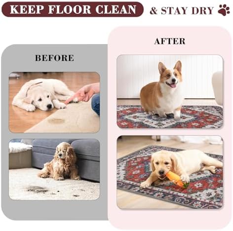 Washable Pee Pads for Dogs, 2 Pack Reusable Puppy Pads Absorbent Training Pads for Dogs Waterproof Dog Mat Non-Slip Whelping Pet Mat (Red/Rhombus, 24“×18”-2Pack)