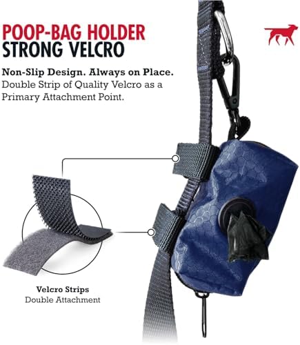 Tuff Pupper Dog Poop Bag Holder | Works with Any Dog Leash | Zippered Waste Bag Dispenser | Waterproof with Rust-Proof Clip | Convenient Lightweight Design | Includes 2 Rolls of Leak-Proof Bags