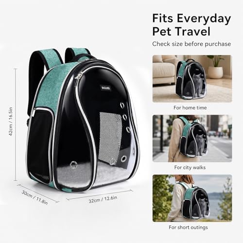 BAGLHER Cat Carrier Backpack Bubble - Fit Up to 18 Lbs - Airline-Approved Dog Backpack Carrier for Small Pets Puppies Dogs Bunny, Space Capsule Dog Carrier Backpack for Travel Outdoor Hiking, Green