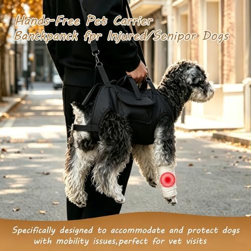 YAODHAOD Hands Free Dog Backpack Carrier for Small Dogs, Breathable Pet Carrier with Adjustable Straps,Portable Shoulder Carrier Sling Backpack for Hiking, Camping, Walking, Short Trips (Black,S)