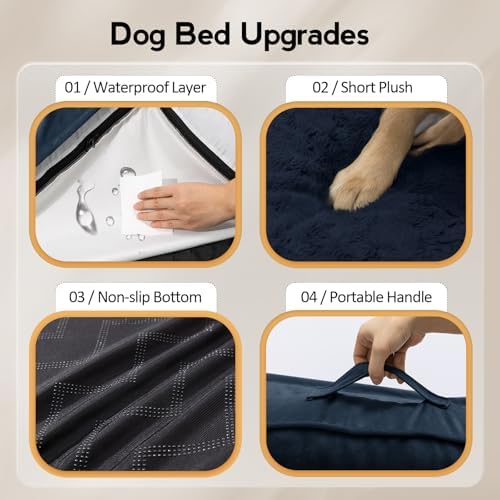 MEKIY Orthopedic Waterproof Dog Bed with Sides for Large Medium Dogs