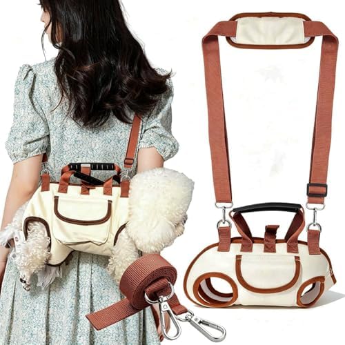 YAODHAOD Hands Free Dog Backpack Carrier for Small Dogs, Breathable Pet Carrier with Adjustable Straps,Portable Shoulder Carrier Sling Backpack for Hiking, Camping, Walking, Cycling (Brown, S)
