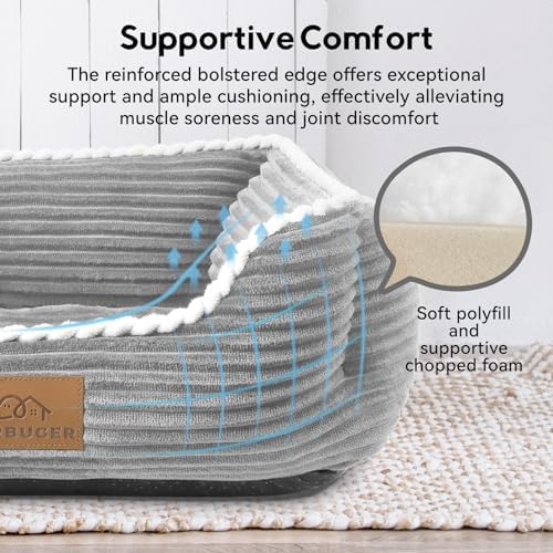 Zerbuger 25in Grey Rectangle Cat Dog Bed Machine Washable Sleeping Sofa