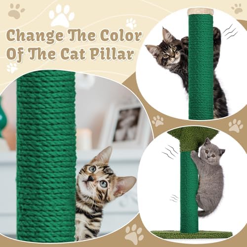 Natural Sisal Cat Rope for Posts, 1/4in ×164ft, Green
