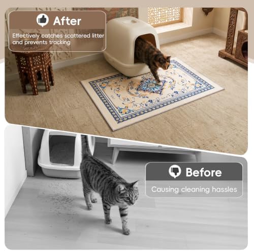 Bienbee Cat Litter Mat, 2 Pack 33" x 22" Machine Washable for Litter Boxes