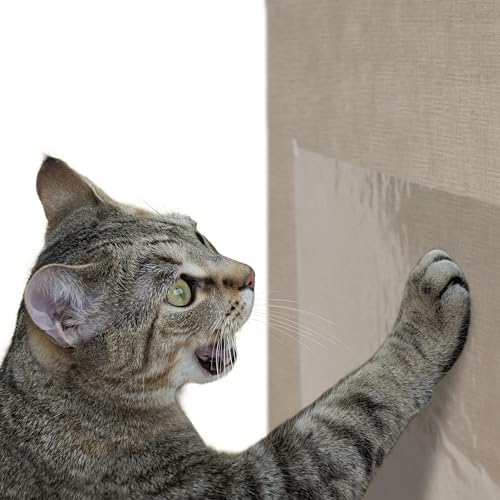 Kitty City Cat Scratch Furniture Protector Tape – 12 Large Clear Double-Sided Sticky Sheets – Cat Scratch Deterrent & Training Tape for Couch, Sofa, Chairs & Walls – Non-Toxic, Residue-Free