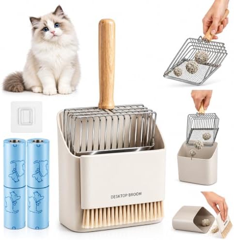 4 Pack Cat Litter Scoop Set，Cat Litter Scooper with Holder