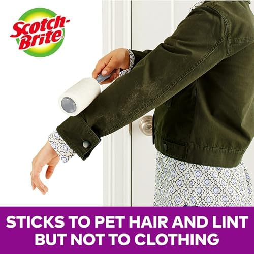 Scotch-Brite Pet Extra Sticky Lint Rollers 4 Rollers 48 Sheets Per Roller 192 Sheets Total