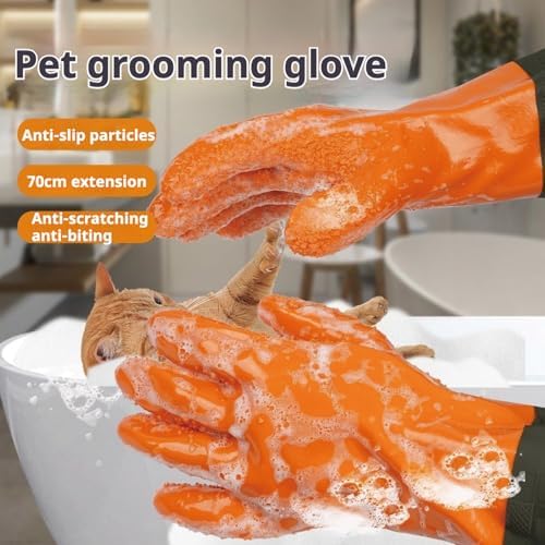 YOFANG 27.2" Long Sleeve Pet Grooming Bathing Gloves Anti-Scratch