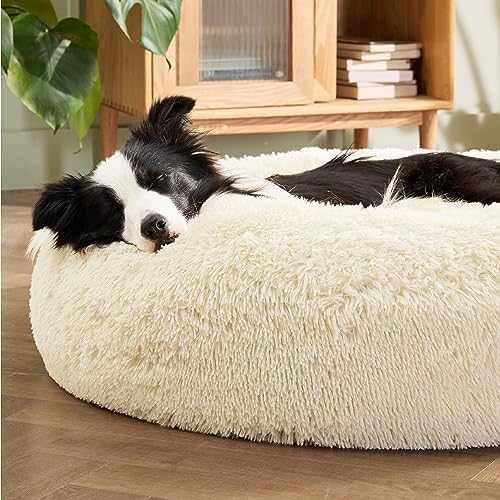Bedsure Calming Dog Beds Large Sized Dog Donut Washable Pet Bed,36ins