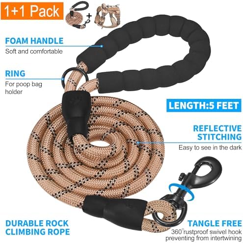 Beebiepet Heavy Duty Tactical Dog Harness for Small Dogs, No Pull Adjustable Pet Harness Reflective Service Training Easy Control Pet Vest Military K9 Working Dog Harnesses- Large, Desert Camo