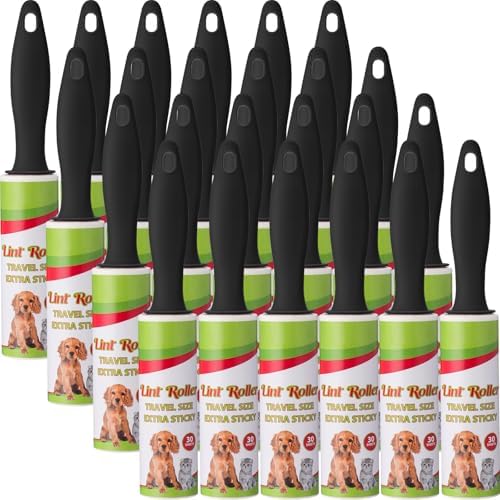 Hushee 24 Pcs Mini Lint Roller for Travel, Portable Pet Hair Remover