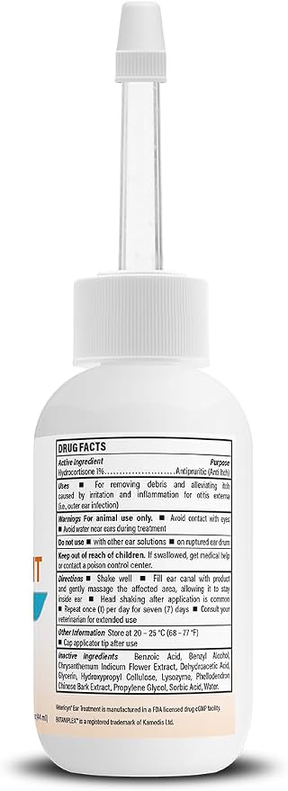 Vetericyn Triple-Action Ear Treatment for Dogs & Cats - 1% Hydrocortisone Ear Drops for Dog Ear Infection Relief - Fast Itch Relief & Healing with Otizyme Blend. 1.5 Ounce