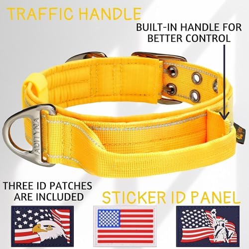 ADITYNA Heavy Duty Dog Collar for Extra-Large Dogs with Traffic Handle