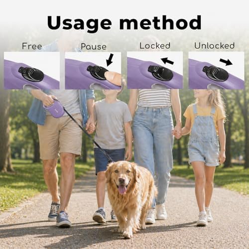 Retractable Dog Leash 16ft for Small & Medium Dogs Up to 55 lbs