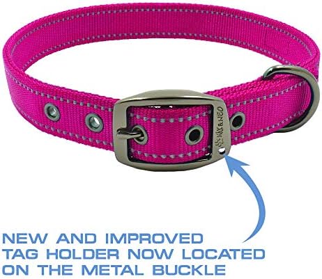Max and Neo MAX Reflective Metal Buckle Dog Collar - We Donate a Collar to a Dog Rescue for Every Collar Sold (Large, Pink)