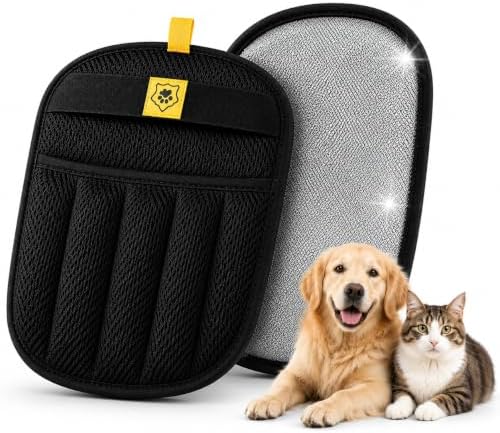 Pet Hair Remover Glove for Dogs & Cats – Cat Hair Remover & Dog Hair Removal Tool, Reusable Electrostatic Grooming Glove for Furniture, Couch, Carpet, Car Seat & Clothes – Easy Pet Hair Cleaning Mitt