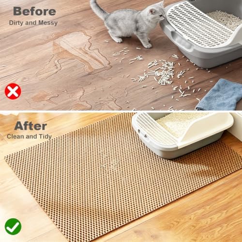 Cat Litter Mat, 35" x 23" Trap Mat for Litter Box, Cut‑to‑Fit for Any Space