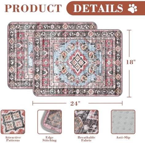 Washable Pee Pads for Dogs, 2 Pack Reusable Puppy Pads Absorbent Training Pads for Dogs Waterproof Dog Mat Non-Slip Whelping Pet Mat (Pink, 24“×18”-2Pack)