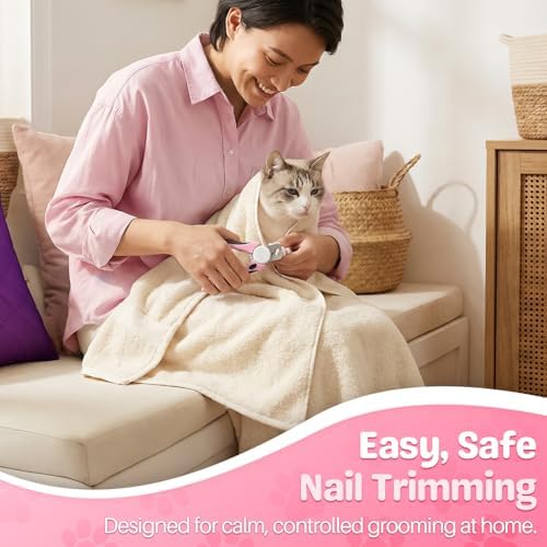 Flexzion Dog Nail Clippers and Cat Nail Trimmer with Safety Guard, Pink