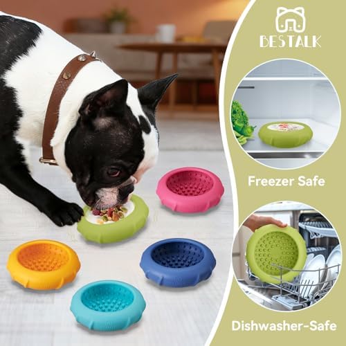 Dog Lick Bowl, Bestalk Wobbly Freeze Bowl Enrichment Feeder for Dogs, Anxiety Relief Lick Mat Puzzle Toy for Distraction, BPA Free Silicone, Dishwasher Safe(Green,S)