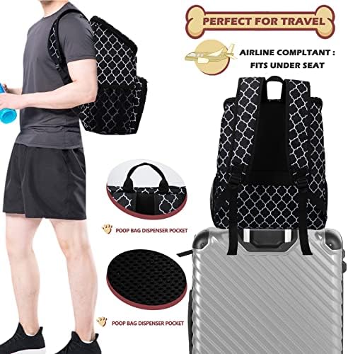 BAGLHER Dog Travel Bag Backpack, Airline Approved Pet Supplies Backpack, Dog Travel Bag with 2 Silicone Collapsible Bowls and 2 Food Baskets DLBlack