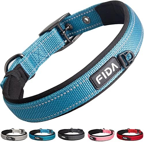 Fida Heavy Duty Dog Collar for Large Dogs with Metal Belt Buckle, Blue