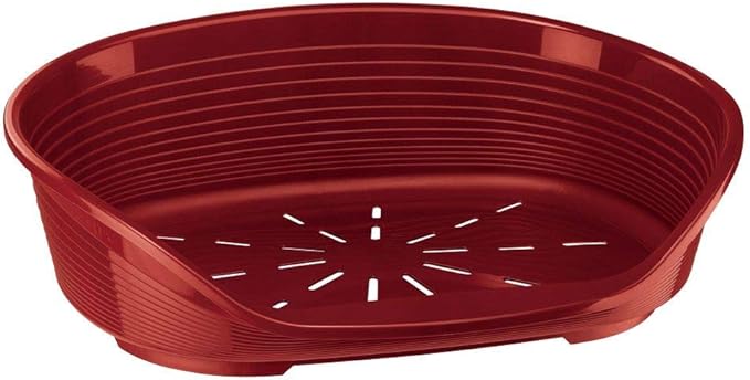 Ferplast Cat Bed, Plastic Dog Bed Medium, Ventilation Holes and Non-Slip Rubber Feet for Added Stability 82 x 59,5 x h. 25 cm. Burgundy