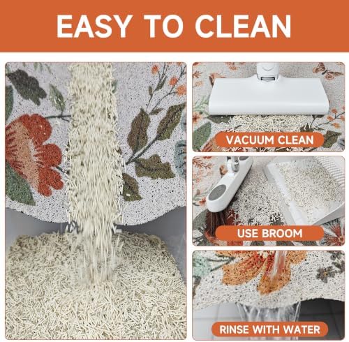 Cat Litter Mat,24"x16" Small Cute Litter Box Mat,Traps 100% Litter