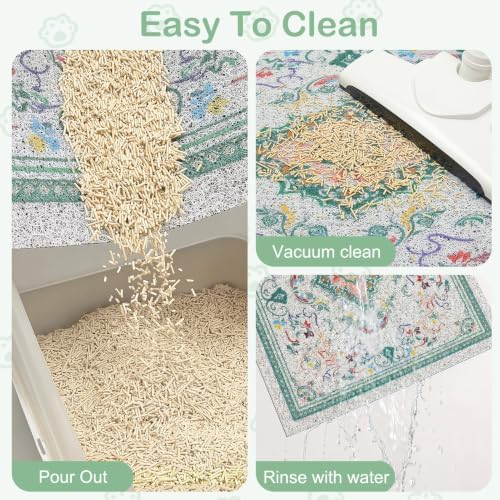 Glittme Cat Litter Mat, 40"x30" Non-Slip Washable Trapping Mat for Cats